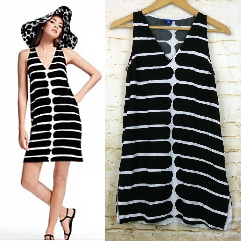 Marimekko x Target Dress Women XS White Black Sleeveless Monochrome Rayon Mod